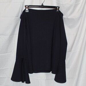 Sugar + Lips, Top, XL, Navy Blue, Off-Shoulder, Long Bell Sleeves, Rayon Spandex